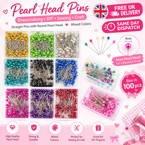 100 sewing pins multicolor - 100,