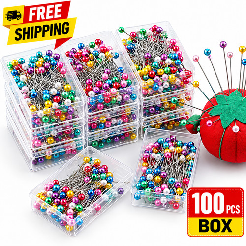 100 sewing pins - pins, multicolor