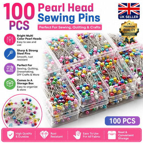 100 sewing pins multicolor - sewing,