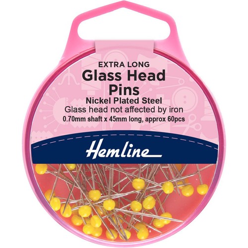 Hemline glass head - pins, nickel