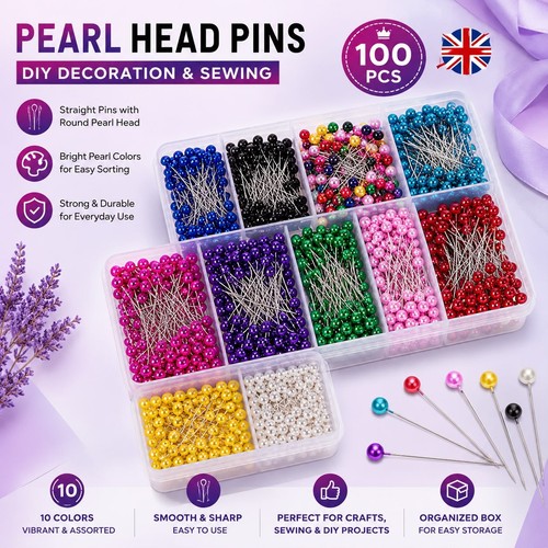 100 sewing pins - 100, multicolor